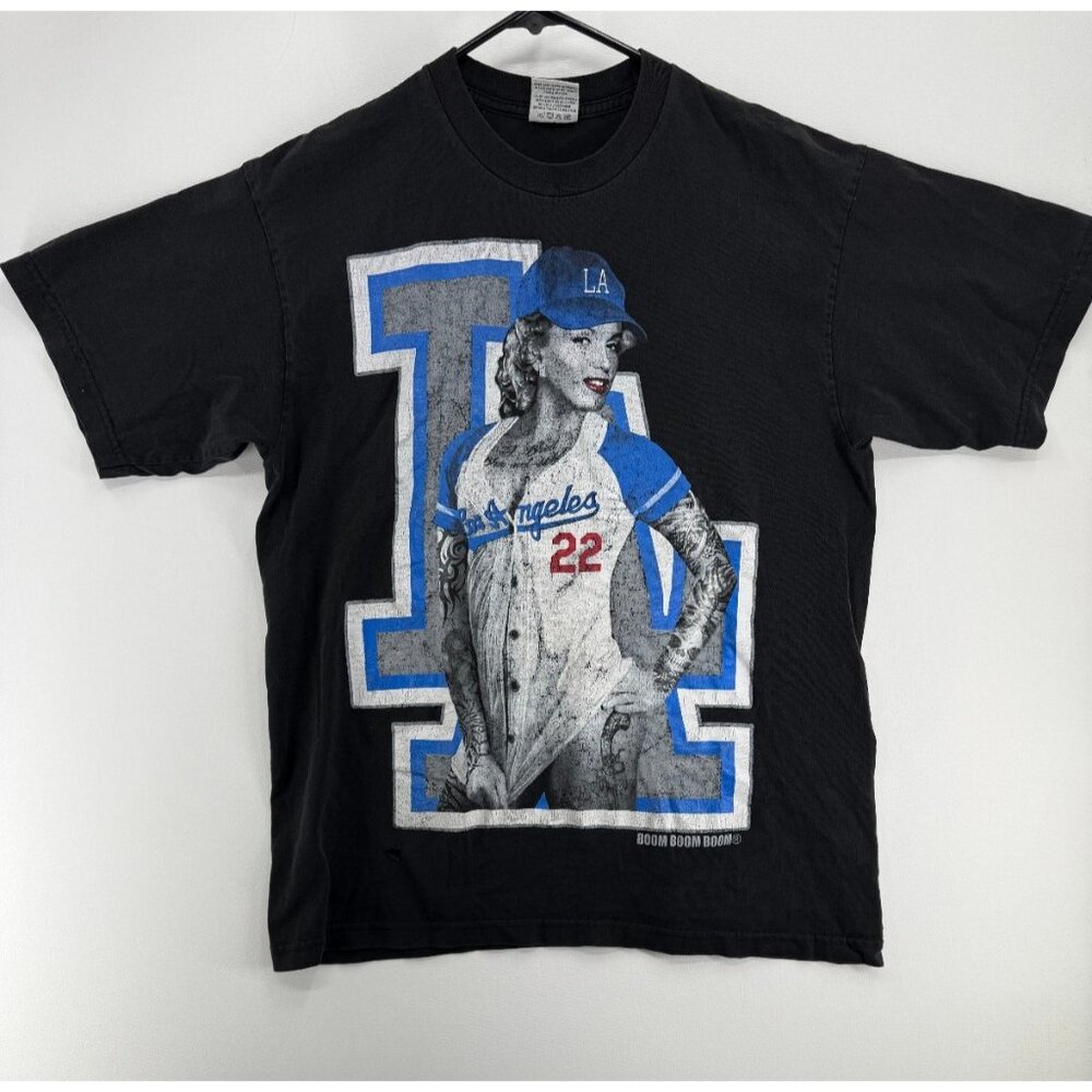Los Angeles LA Dodgers Marilyn Monroe Black T-Shirt Mens XL #22 Tee Y2K